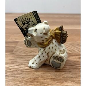 Vintage David Frykman Sitting Polar Bear with Yellow Scarf #DF1144 Figure